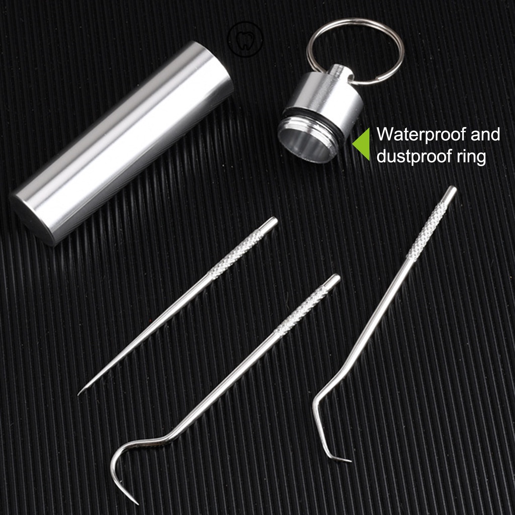 Set 3 Tăm Xỉa Răng Bằng Thép Không Gỉ Kèm Giá Đỡ