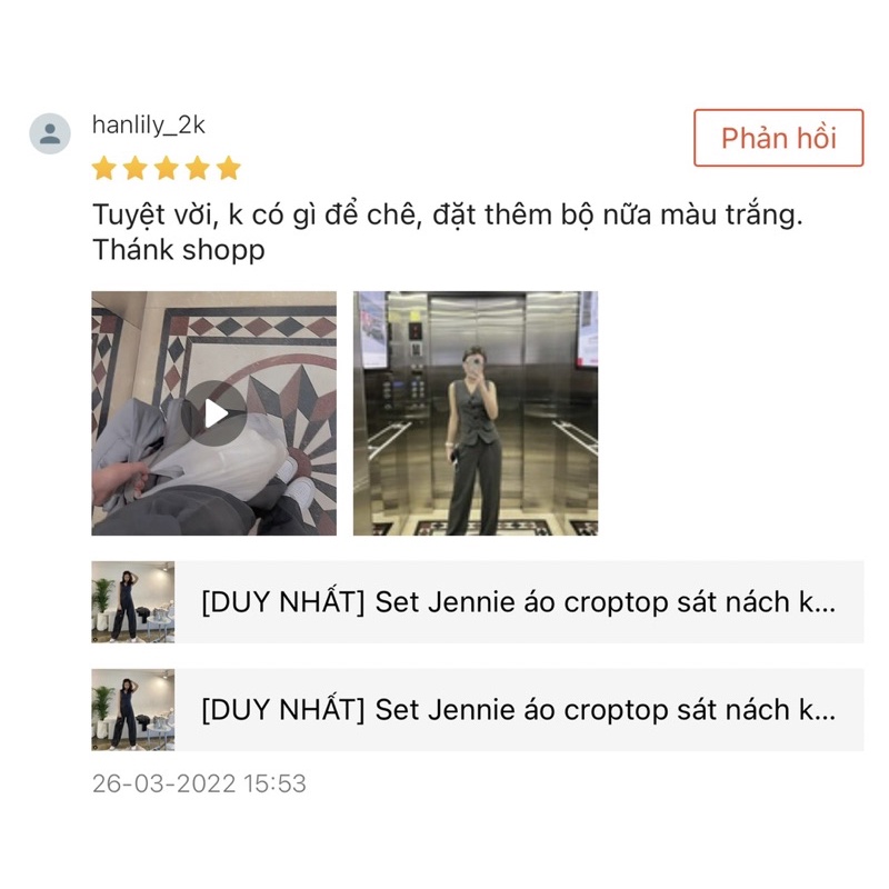 Set Jennie áo vest không tay kèm quần cạp cao ống rộng duy nhất - by SGGz
