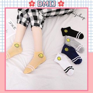 Set 5 đôi tất nữ cổ thấp nhiều màu vớ nữ cổ thấp cổ mặt cười T31