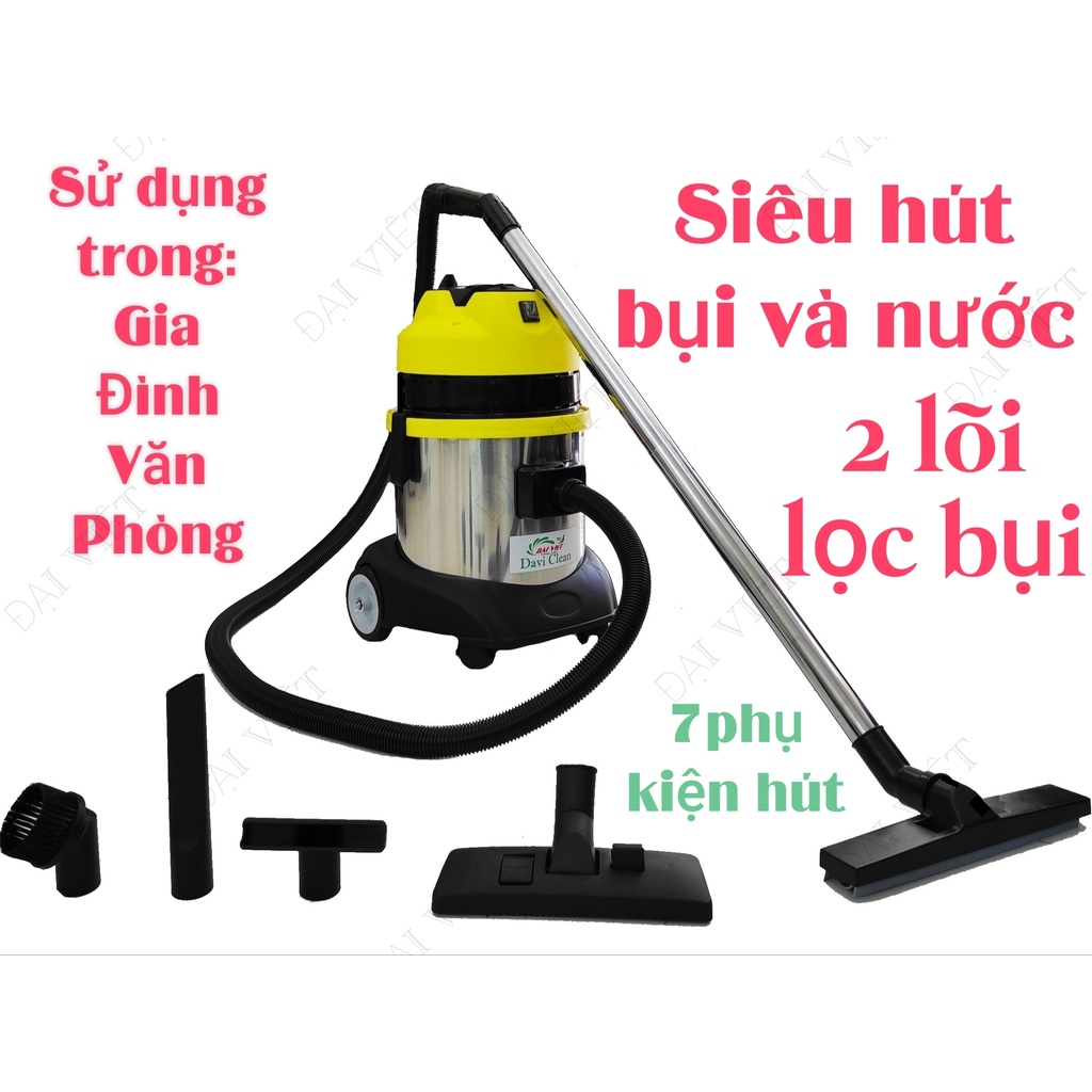 Máy Hút Bụi Công Nghiệp cho Gia Đình-Văn Phòng-Nhà Xưởng - Công Suất Lớn 2200W - DaviClean - Model: DV1-15JP - 2 Lõi Lọc | BigBuy360 - bigbuy360.vn