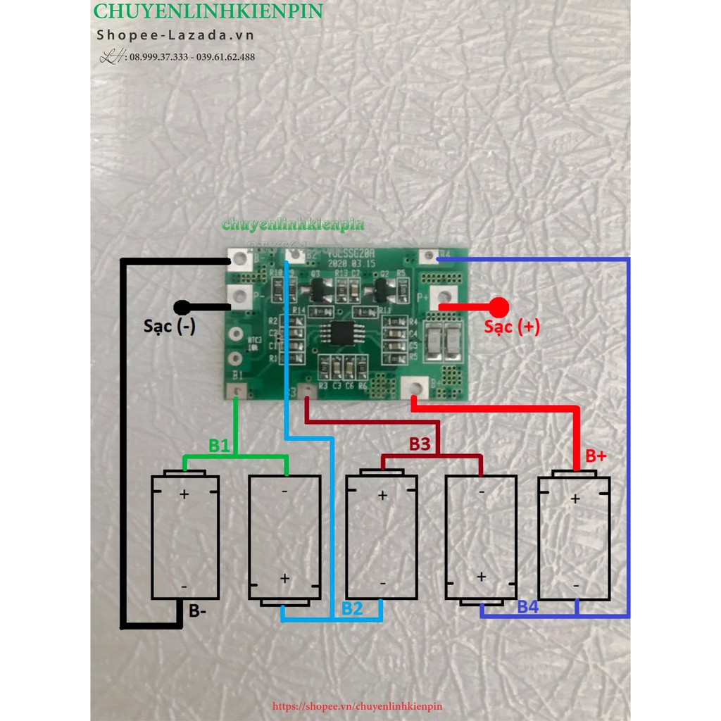 Mạch ghép sạc cân bằng 5s mẫu mới ( BL64_96 )