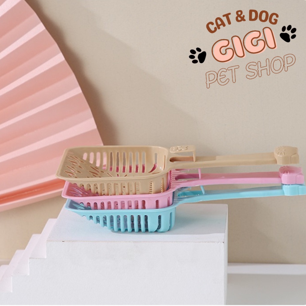 Xẻng xúc hốt cát phụ kiện dọn vệ sinh phân thú cưng chó mèo lỗ nhỏ hình dễ thương ngộ ngĩnh - GiGi Pet Shop