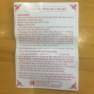 Dầu gội đen tóc Shitinsof Hán Phương Linh Chi (3 gói)