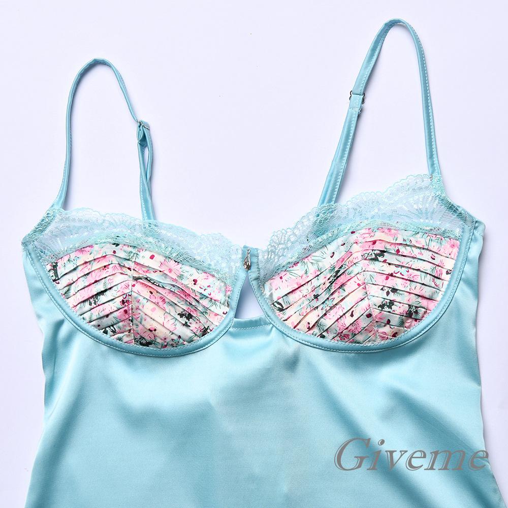 Givenme Đầm Hai Dây In Hoa / Kẻ Sọc / Hoa Thời Trang Nữ Tính