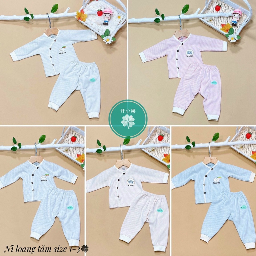 Bộ xốp cúc lệch dài tay cho bé size 1-3 , cho bé từ 3- 10kg mùa thu đông