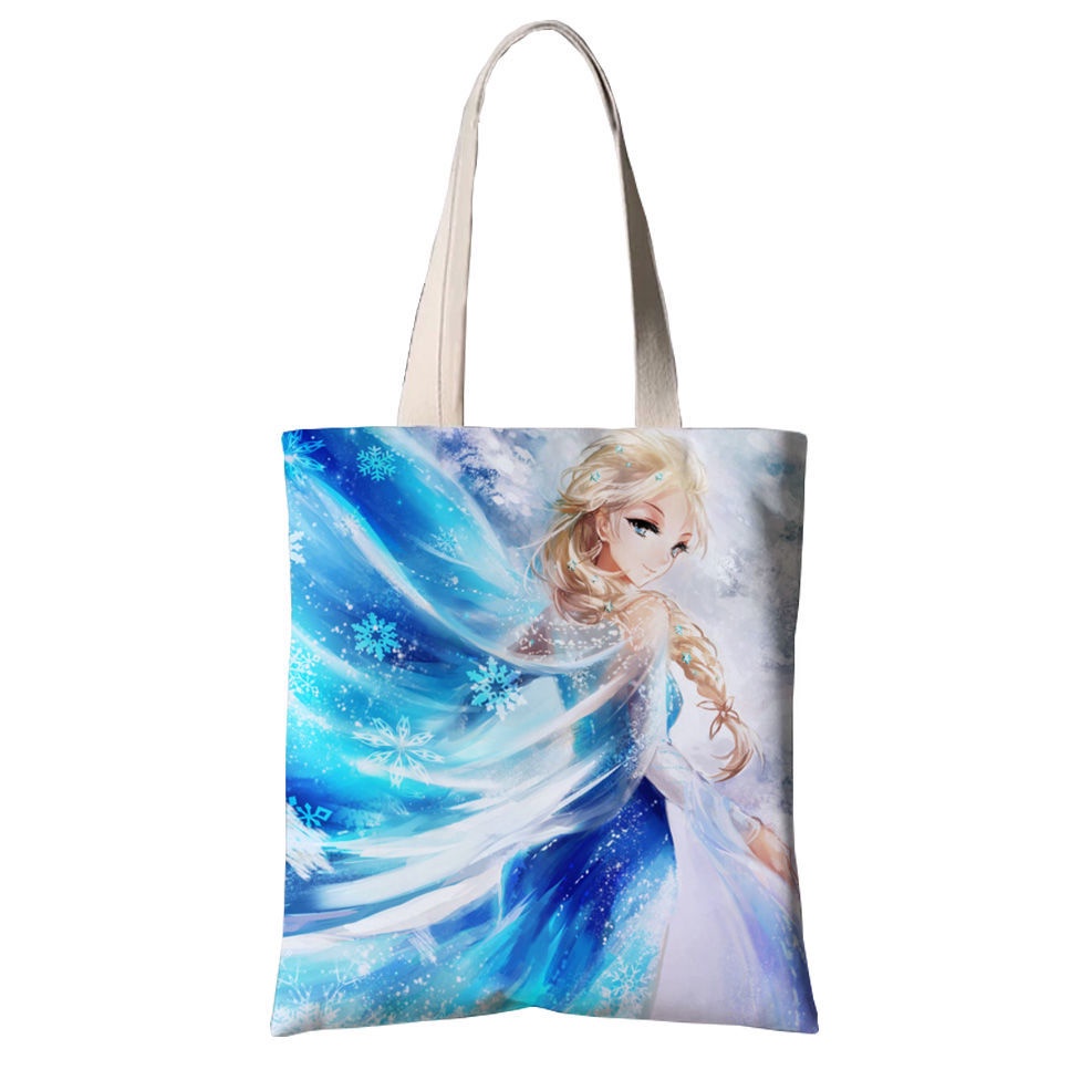 ♛Túi Đeo Vai Vải Canvas In Hoạt Hình Công Chúa Băng Giá Aisha Anna Merchandise Dành Cho Học Sinh