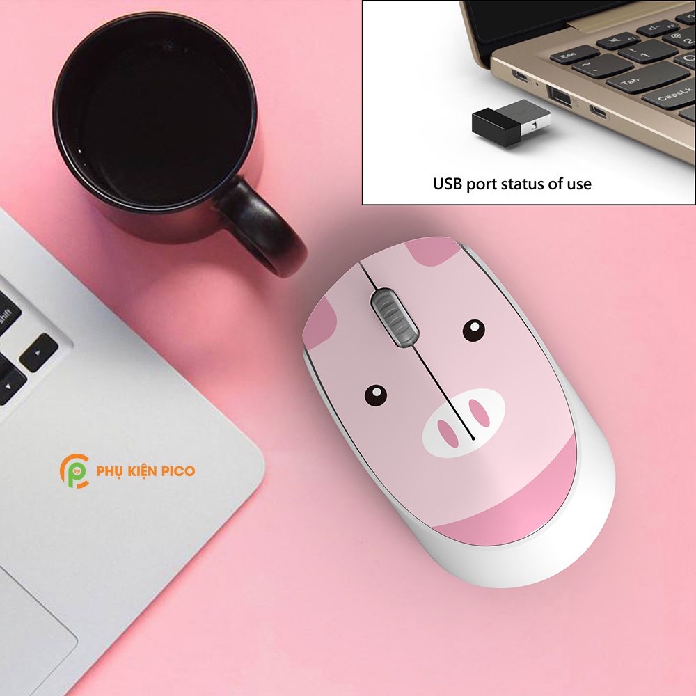 Chuột hồng không dây Wireless - Chuột máy tính không dây dễ thương cute hình thú đối thủ của Logitech - Dây quấn chuột