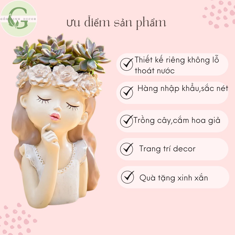 Bình hoa cô gái Gốm Xinh Decor Lọ trang trí xinh xắn