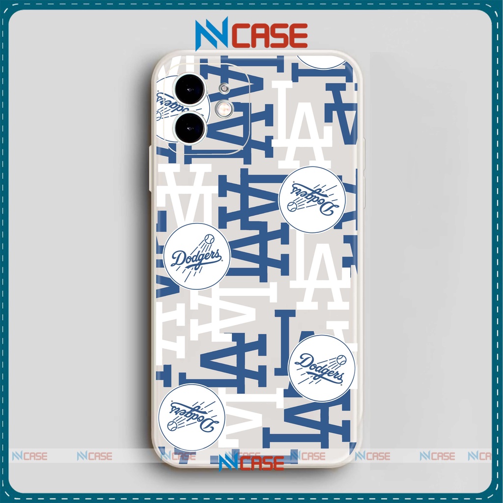 Ốp lưng iPhone LA Los Angeles Dodgers cạnh viền vuông silicon mềm dẻo cho iphone 6/6s/7/8/X/XS/Xr/11/12/13 Pro Plus Max