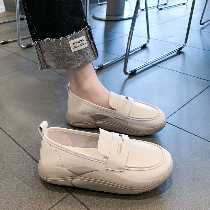 Giày lười da mềm IELGY mũi tròn phong cách thời trang Anh Quốc cho nữ