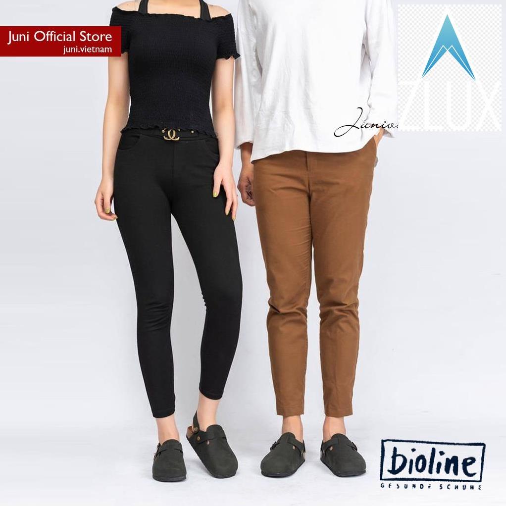 💍🎁 Giày sục da bò thật quai hậu nam nữ đế trấu bít mũi Unisex Bioline Birken - Juni Official Store 💍🎁