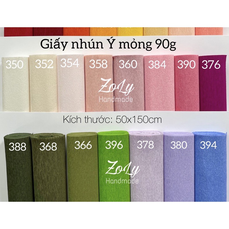 Giấy nhún Ý 90g làm hoa tông xanh tím ( 50x150cm)