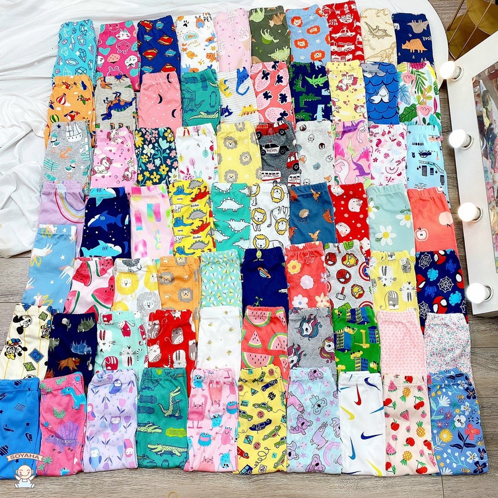 Quần Thun Bozip Dài Bé Gái Chất Cotton Dày Thấm Hút Mồ Hôi Họa Tiết Dễ Thương Loại 1