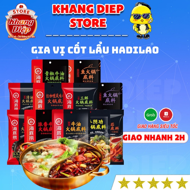 Gia vị lẩu Hadilao cốt lẩu Hadilao đủ vị cốt lẩu cay tê thái tomyum cà chua trường thọ tiêu xanh