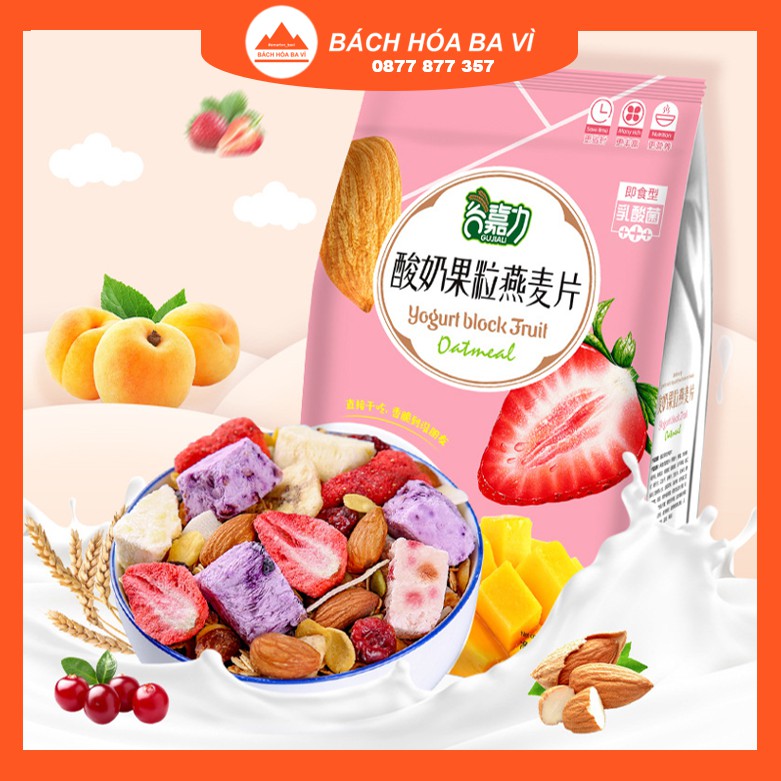 Ngũ Cốc Sữa Chua Hoa Quả Sấy Khô Không Đường Yogurt Block Fruit - 1 Gói 500g Gujiali