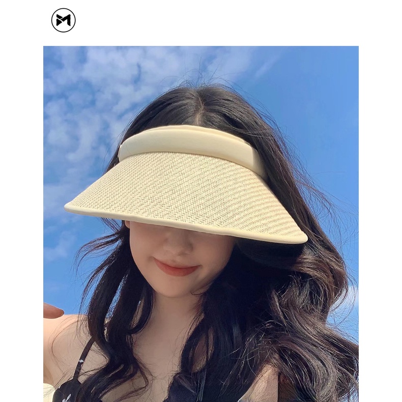 Nón Cao Su Chống Nắng Hở Chóp Màu Đen Thời Trang Mùa Hè 2022 Cho Nữ