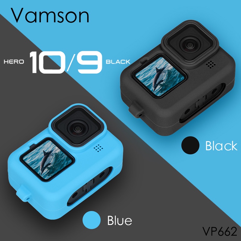 Ốp lưng silicone có nắp đậy bảo vệ cho Gopro Hero 10 9 Black