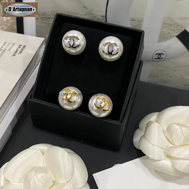 'Boutique Spot'CC22b Bông tai ngọc trai Stud kim loại CClogo với bông tai in thép Dia 1.8cm chất lượng cao Hàn Quốc 2022 mới tái tạo thanh lịch Vintage thời trang không phai 925 kim bạc cho phụ nữ