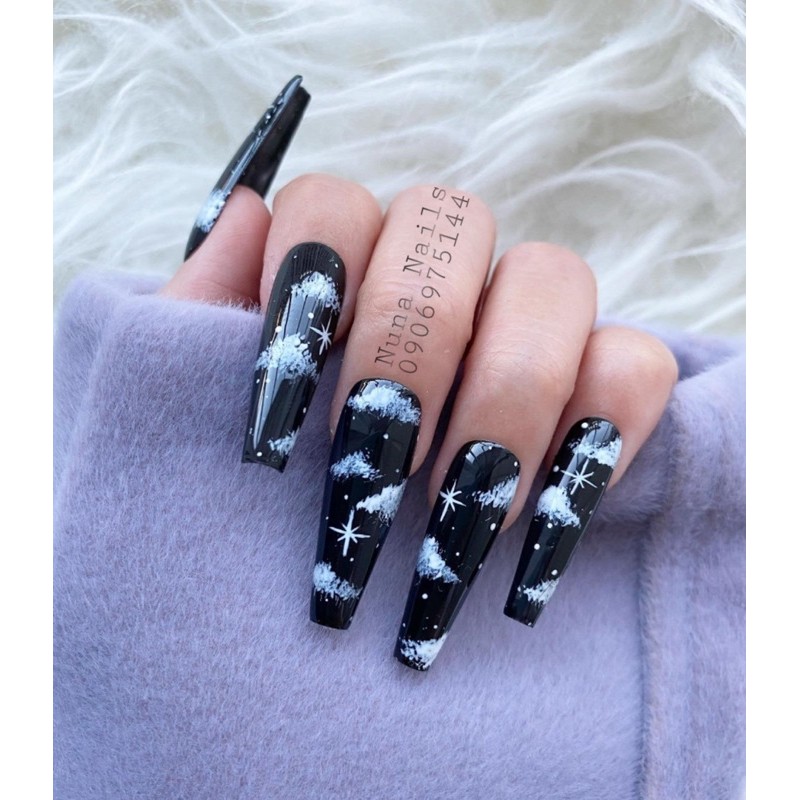 NAILBOX full option  Móng up Thiết kế mây đen Huyền ảo cute inbox chọn size và  shape đầy đủ phụ kiện CÓ NOW SHIP