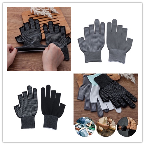 Đôi găng tay mỏng bằng vải ni lông hở ngón chống nắng chống trượt dùng khi tập thể thao/ đạp xe/ câu cá cho nam và nữ
