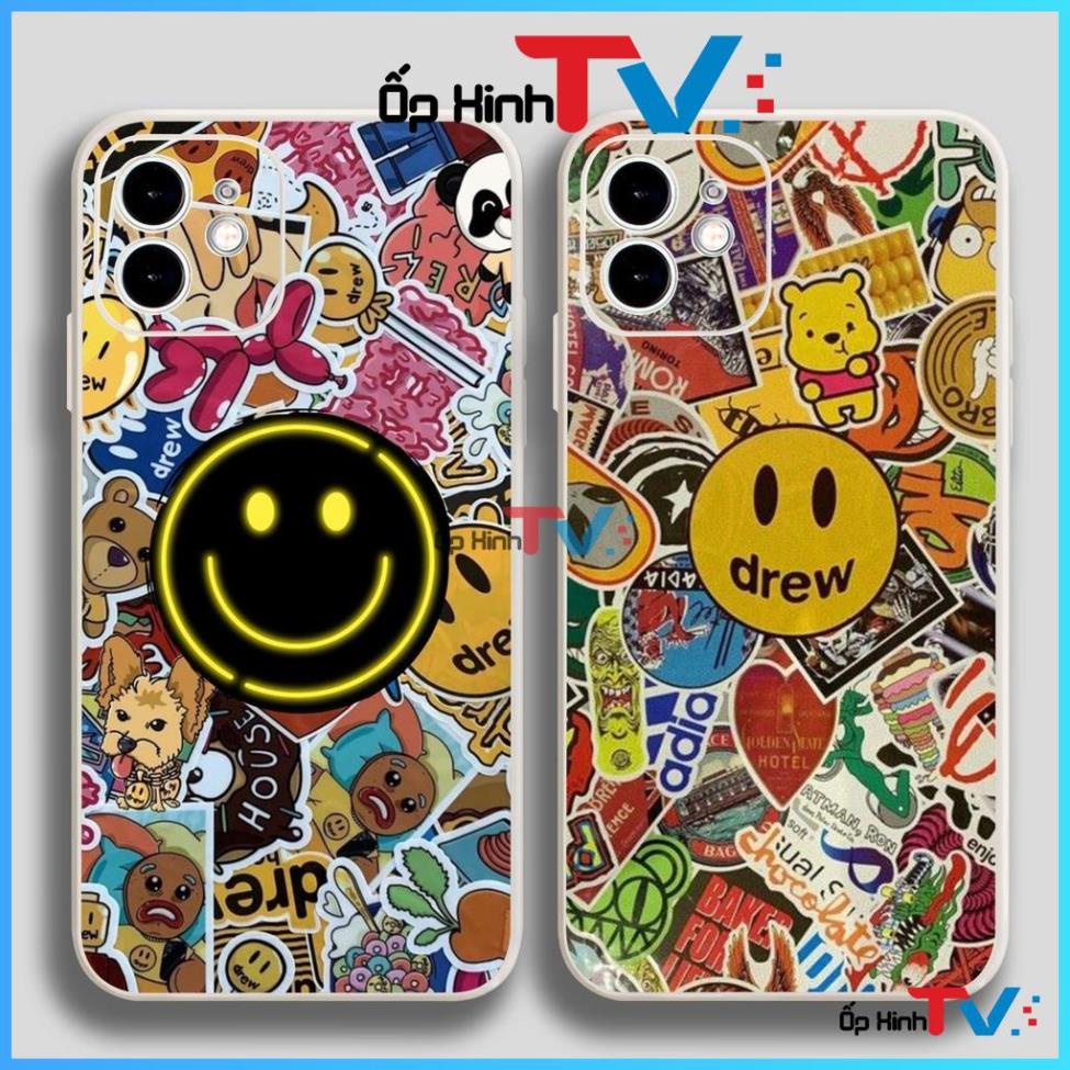 Ốp lưng iPhone Drew cạnh viền vuông silicon mềm dẻo cho iphone 6/6s/7/8/X/XS/XR/11/12/13 Pro Plus Max cute dễ thương đẹp