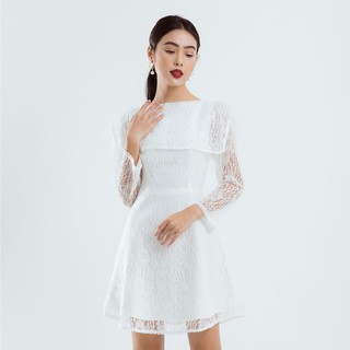 Đầm cổ thuỷ thủ tay dài phối ren edini - d1172