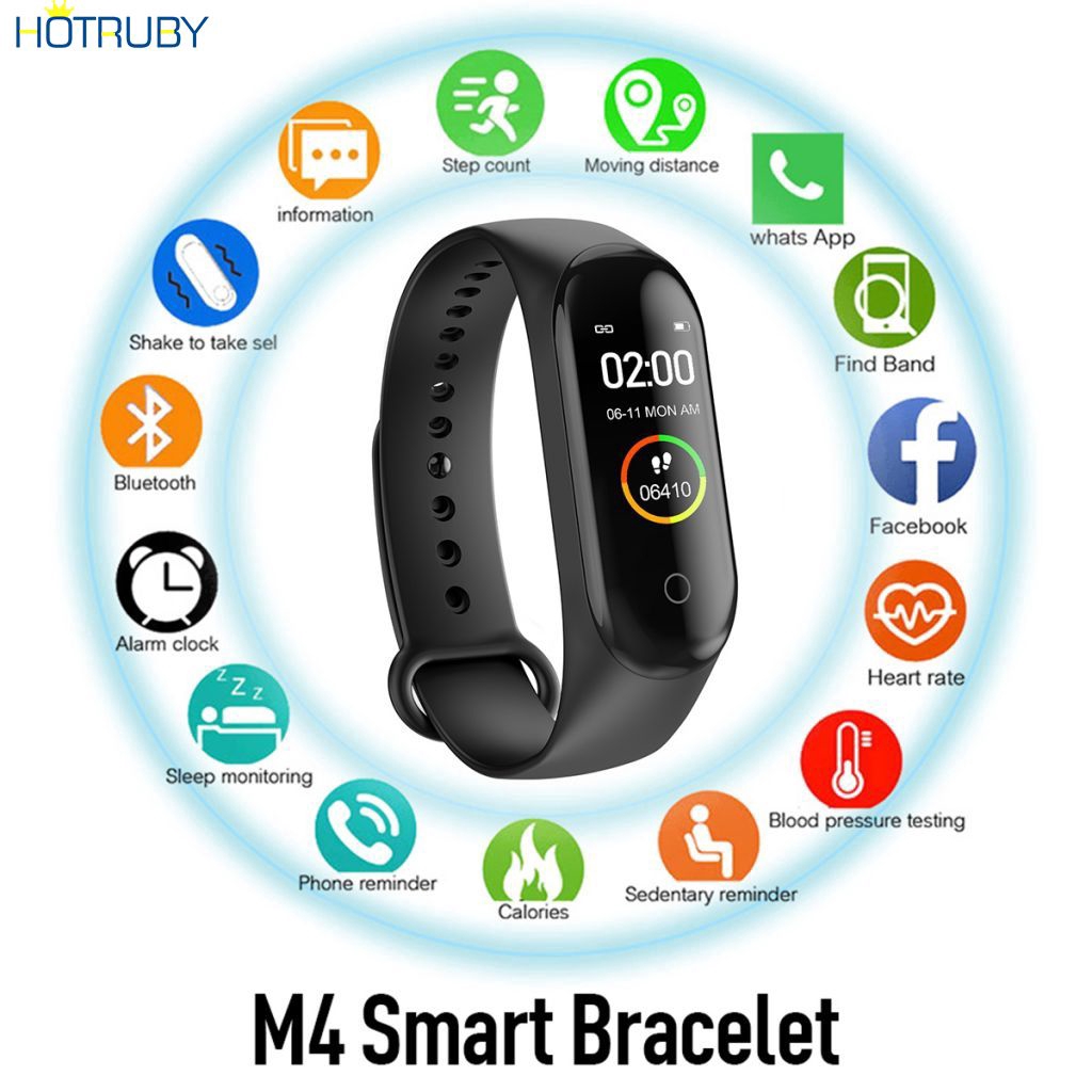 【vl】M4 Smart Band Blood Pressure Oxygen Heart Rate Monitor Sport Pedometer Fitness Tracker Step Counter