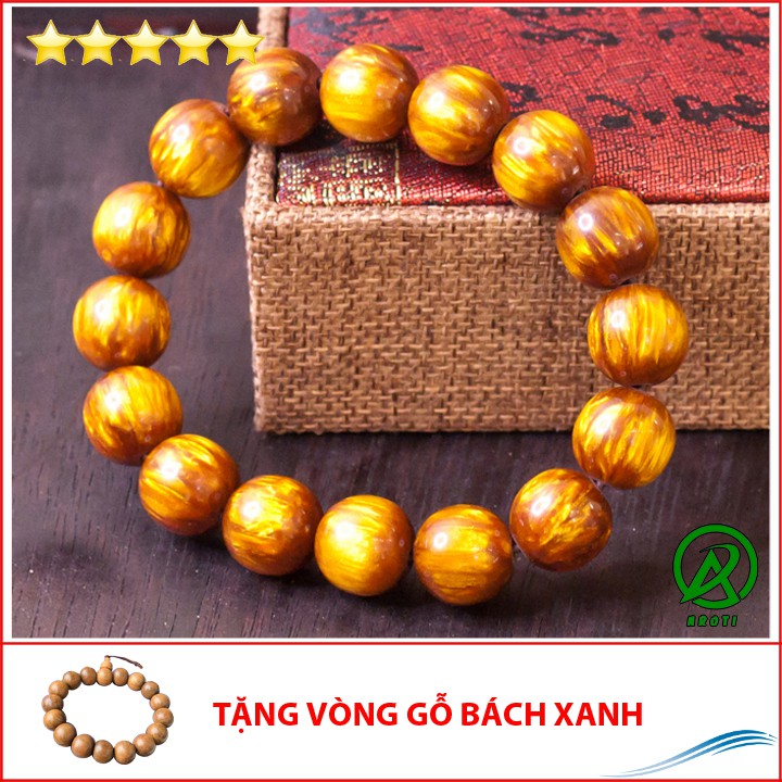 Vòng phong thủy gỗ hải liễu 14 ly - Hợp mệnh Kim - Thủy - Mộc V204-14(GB)-Kèm Vòng Gỗ Bách Xanh