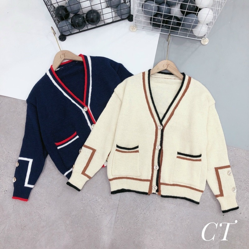 BÁN SỈ ÁO LEN CADIGAN VIỀN CÚC BẠC 2 TÚI CHO NỮ | BigBuy360 - bigbuy360.vn