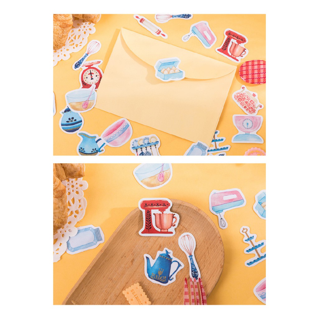 Hộp 46 Miếng dán Sticker trang trí chủ đề Dụng Cụ Nhà Bếp Box Sticker ST467