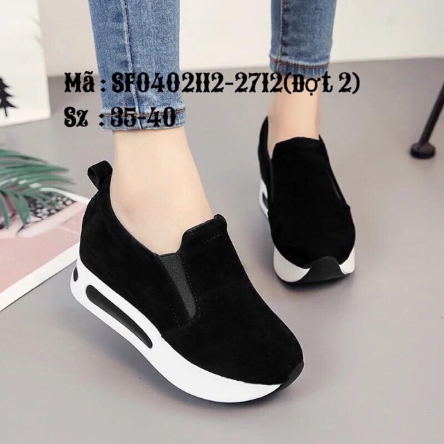 Giày Slip on da lộn đế cao