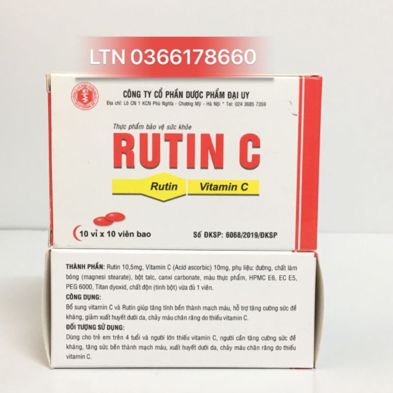 RUTIN C hộp 100 viên nến - Đại Uy