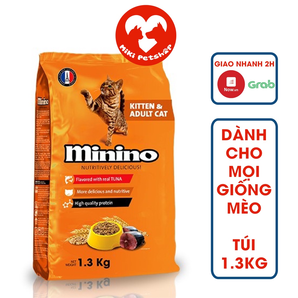 Thức Ăn Cho Mèo Hạt Minino Vị Cá Ngừ Gói 1.3Kg - Miki Petshop
