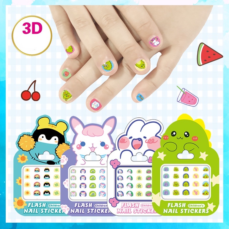 Miếng dán trang trí móng tay kiểu hình động vật 3d dễ thương