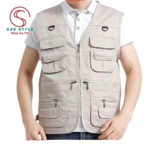 Áo gile công trinh,Câu cá,Dã Ngoại,Du lịch Nhập khẩu cao cấp,Áo ghi lê nam vải Kaki nhiều màu MÃGL06