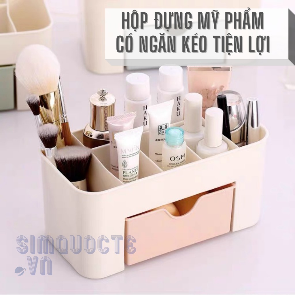 Hộp đựng mỹ phẩm đồ trang điểm kệ nhựa tiết kiệm không gian để bàn có ngăn kéo tiện lợi HNTS11