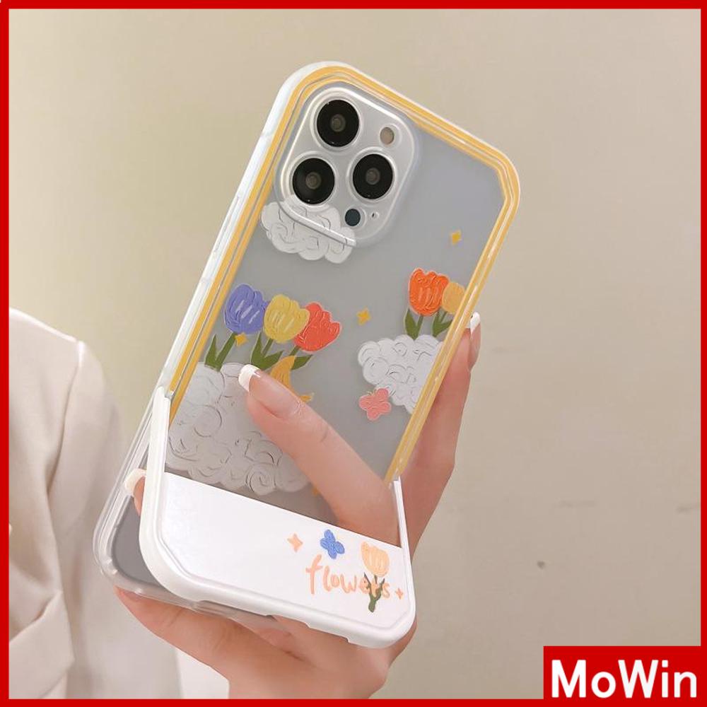 iPhone Case Acrylic Invisible Folding Stand Silicone Soft Case Airbag Shockproof Cover Camera Flower Cloud Compatible For iPhone 11 Pro Max 13 Pro Max 12 Pro Max 7Plus xr XS Max