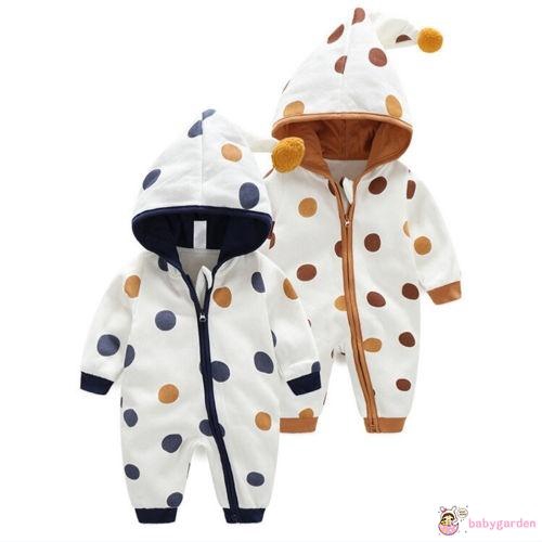 Romper hoodie họa tiết chấm bi đáng yêu cho bé