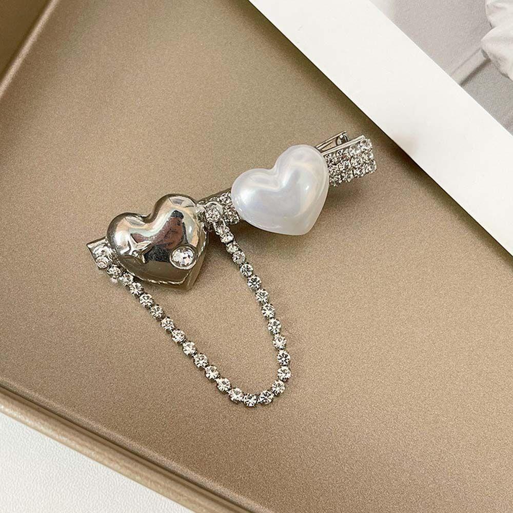 Kẹp Tóc Mái Phong Cách Harajuku Cho Nữ|Kẹp Tóc Dây Xích Kim Loại Hình Trái Tim Phong Cách Hàn Quốc