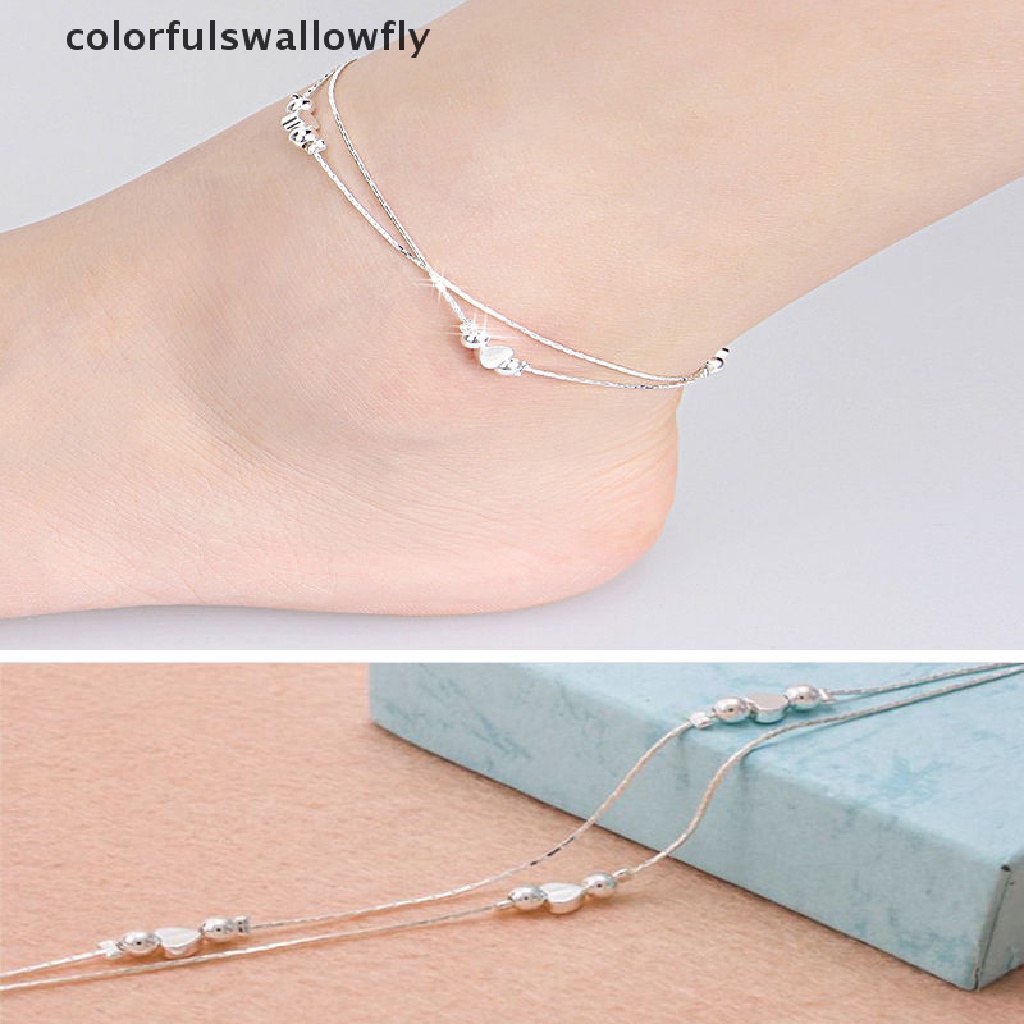 Lắc chân mạ bạc 925 hình chim én và bướm xinh xắn
