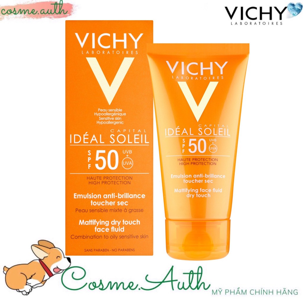 Kem Chống Nắng Vichy Ideal Soleil Mattifying Face Fluid Dry SPF 50 UVA +UVB 50ml