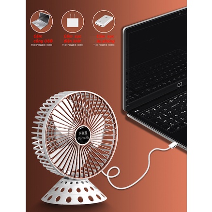 Quạt mini USB để bàn làm việc kích thước lớn cho trẻ nhỏ gia đình văn phòng cắm máy tính ôtô cục sạc dự phòng