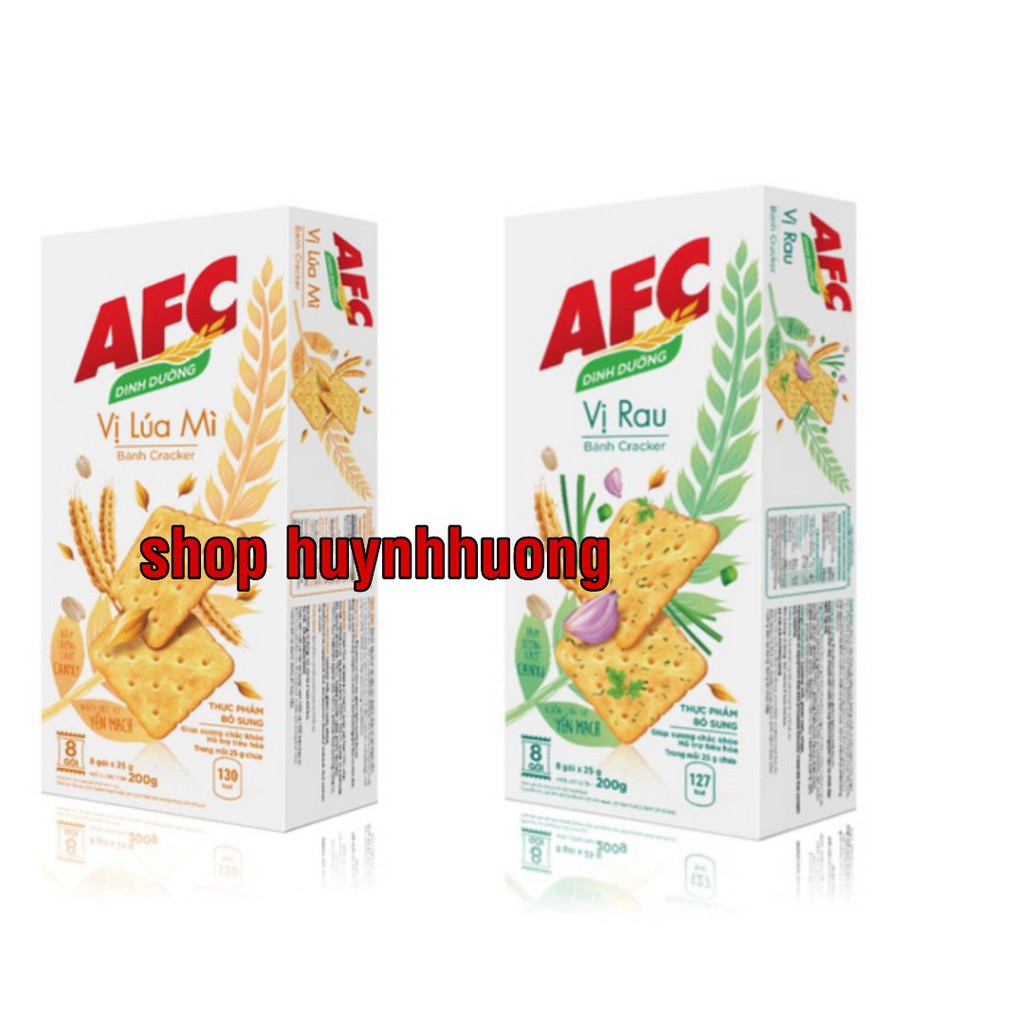 Bánh Qui Mặn AFC 2 Vị Rau Cải & Lúa Mì 200g(8 gói*25g)