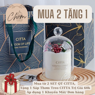 [ KÈM CHỤP KÍNH ĐẾ GỖ ] Nến Thơm CITTA Handmade Trang Trí Hoa Khô Cao Cấp Từ Đậu Nành, Không Khói, Set Quà Tặng
