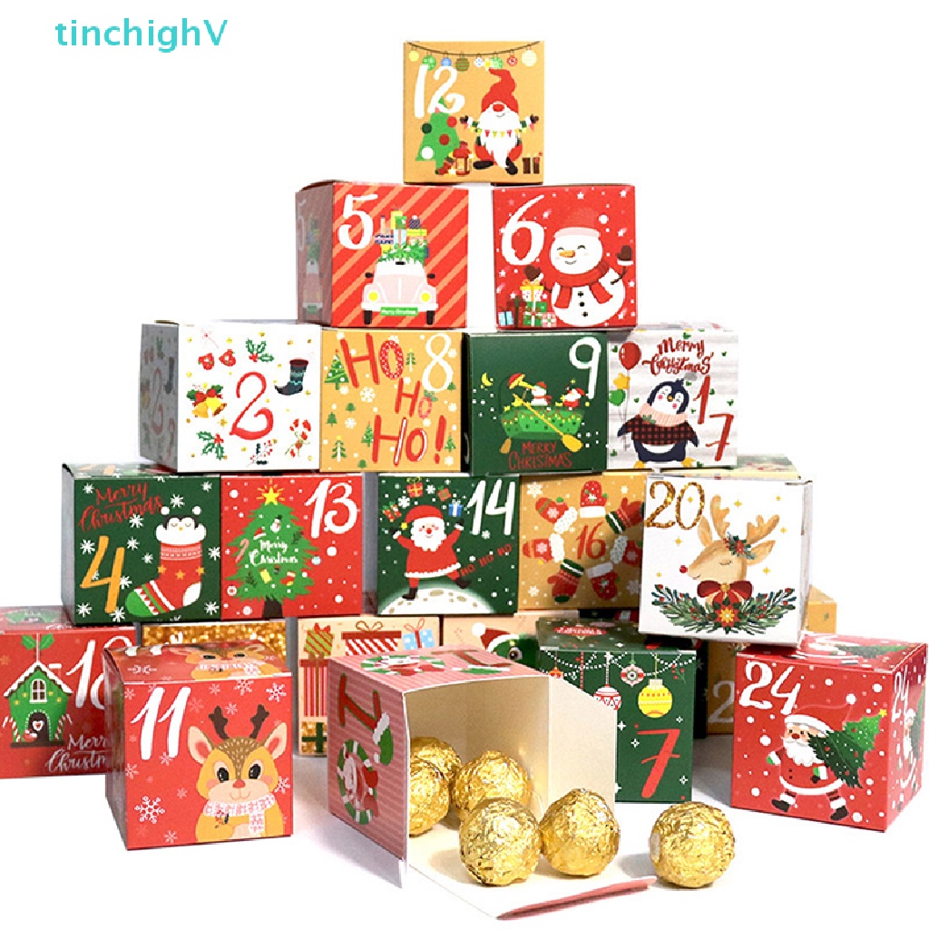 [TinchighV] Christmas Advent Calendar Boxes 24 Days DIY Advent Calendar Boxes Paper Advent Countdown Gift Boxes for Kids and Family [NEW]