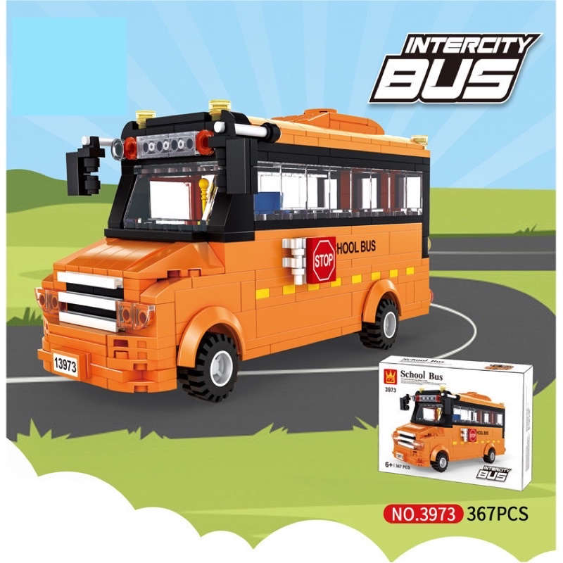 Lắp ráp xếp hình Intercity School Bus 3973 - Mô hình xe buýt đưa đón học sinh 367 chi tiết