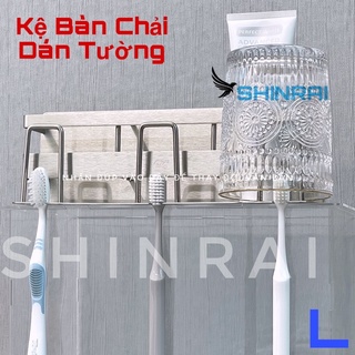 ( SHINRAI ) Giá Đựng Bàn Chải Đánh Răng, Kệ Để bàn Chải Đánh Răng , Kem Đánh Răng Dán Tường Inox 304 Phay Xước Cao Cấp