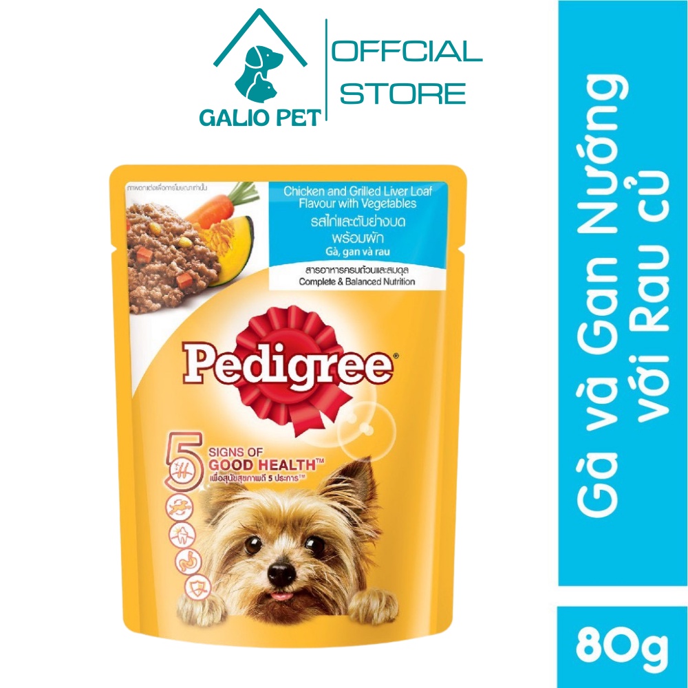 Pate chó lớn Pedigree vị Gà, Gan và Rau củ, túi 80g