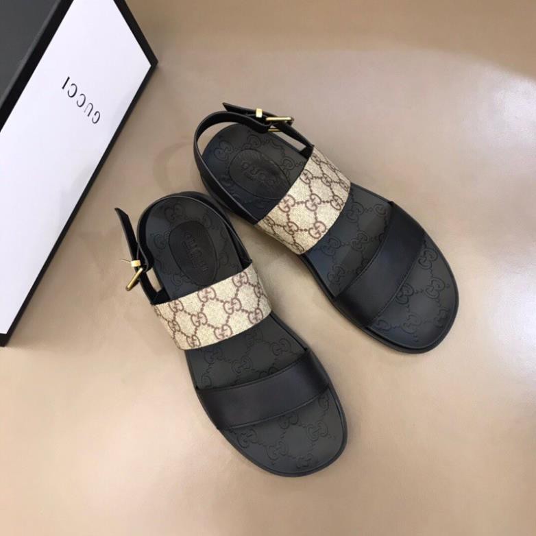 Sandal nam thương hiệu Gucci GG da thật cao cấp in vân cá tính -az1