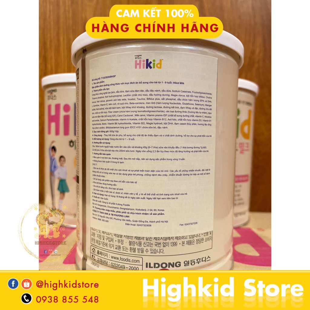 Combo 4 lon Sữa Hikid Vani 600g tăng [NK chính hãng Phương Linh]